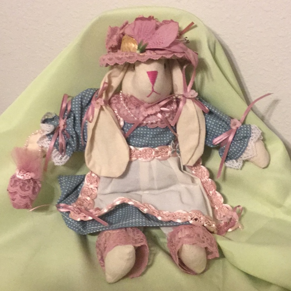 Vintage Linen Lady Bunny stuffed Toy
